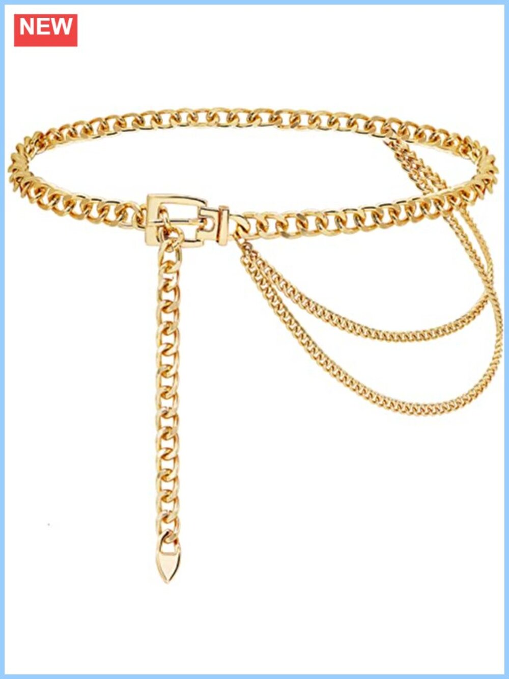 Women's Chunky Chain Belt Gold Metal Waist Chain Multilayer Punk Style for Dress